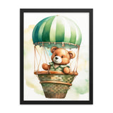 Floating Dreams - Teddy Bear in the Sky - Black 18″×24″ - Framed Posters