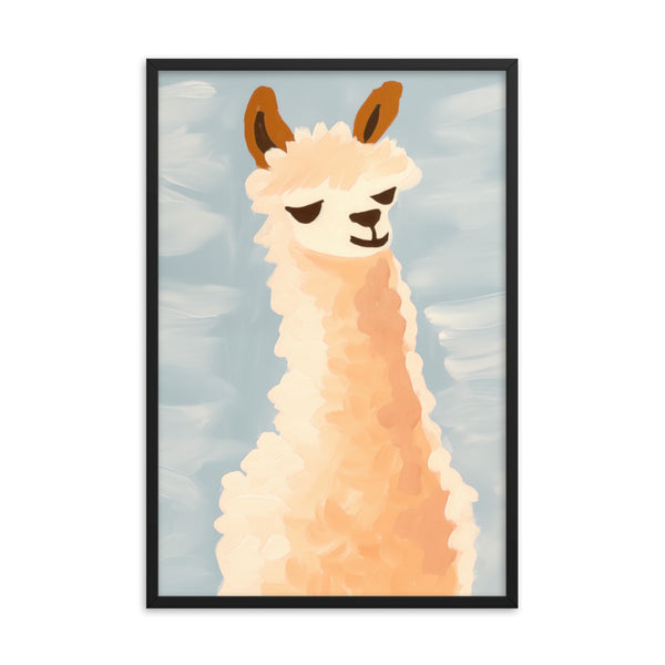 Llama Bliss - Whimsical Art for Your Space - Black 24″×36″ - Framed Posters