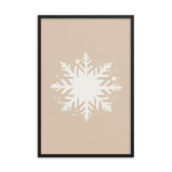 Timeless Frost - Framed Snowflake Design - Black 24″×36″ - Framed Posters