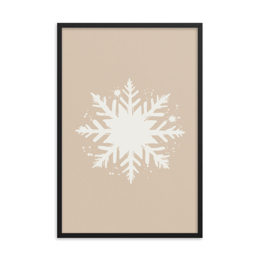 Timeless Frost - Framed Snowflake Design - Black 24″×36″ - Framed Posters