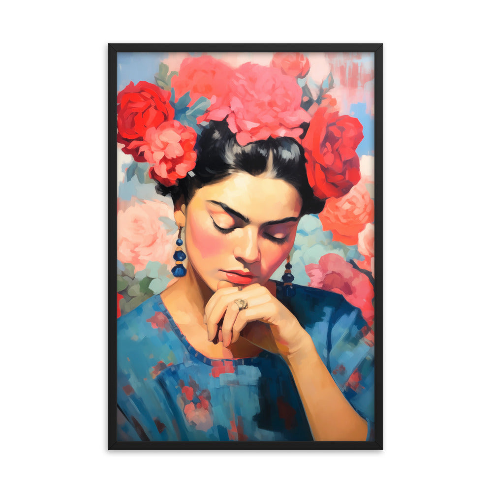 Serene Beauty - Enchanted Floral Poster - Black 24″×36″ - Framed Posters