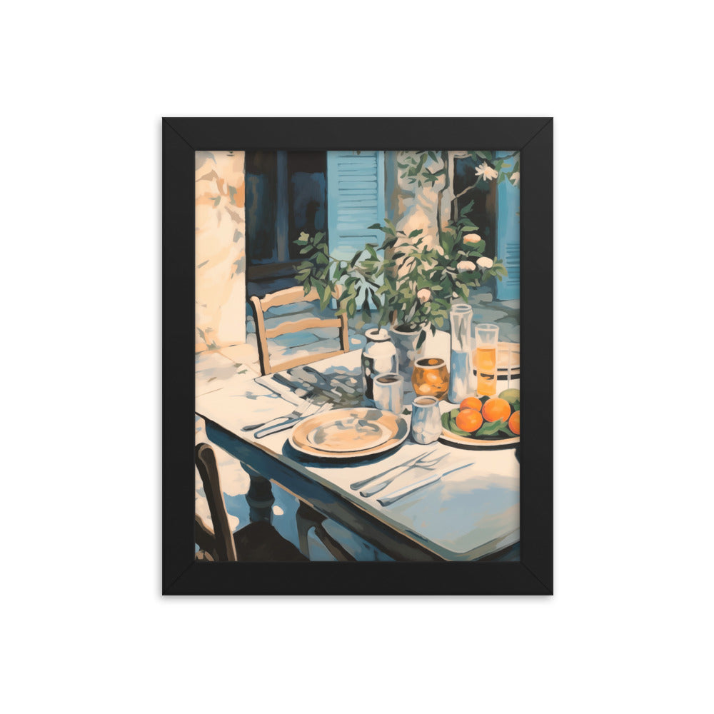 Tranquil Brunch - Rustic Outdoor Dining Poster - Black 8″×10″ - Framed Poster