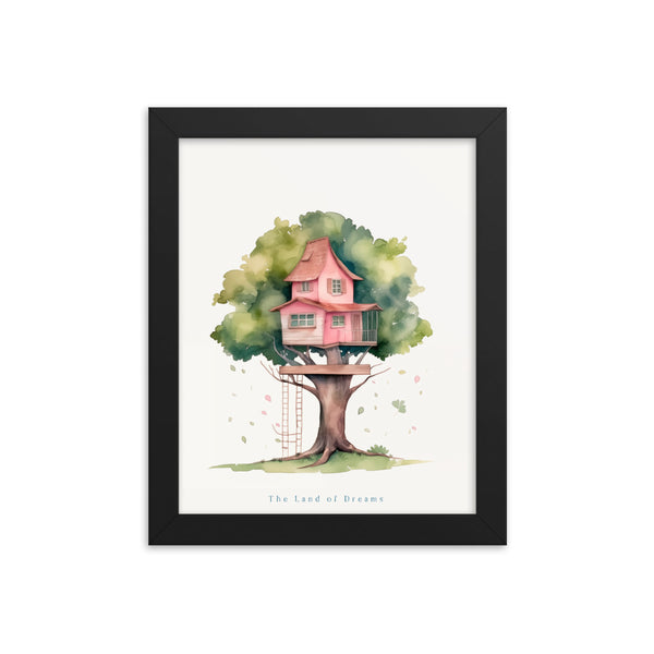 Imagination Station - Treehouse Dreamscape Art - Black 8″×10″ - Framed Poster