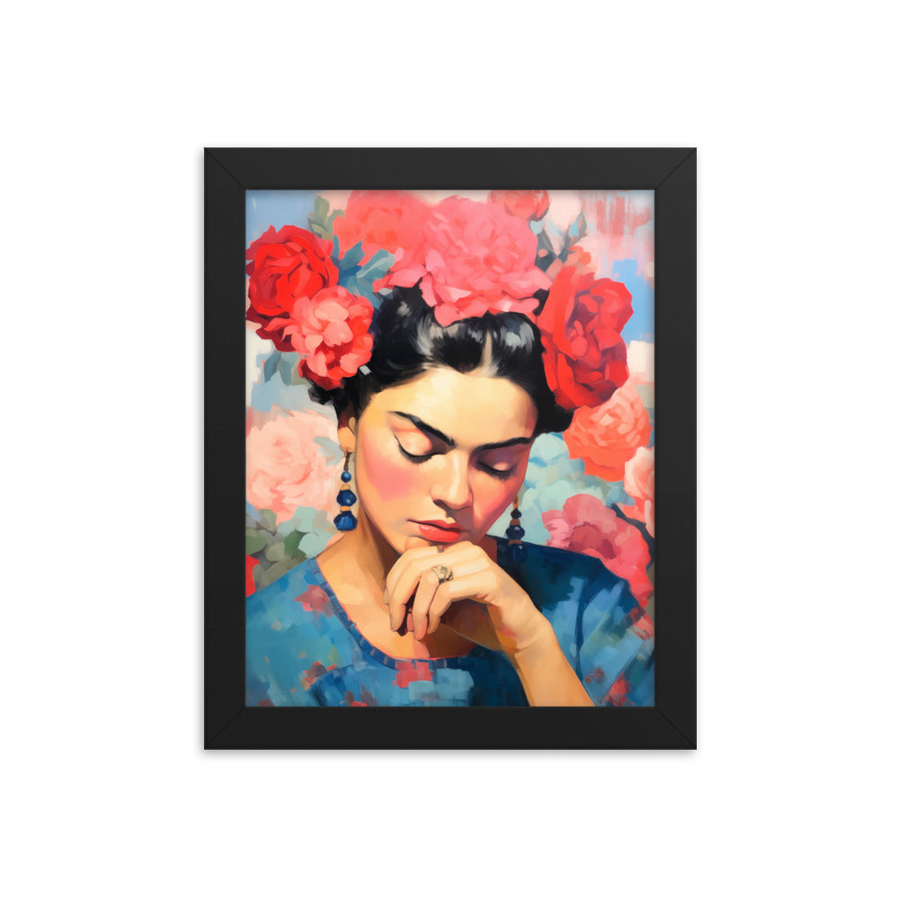 Serene Beauty - Enchanted Floral Poster - Black 8″×10″ - Framed Posters