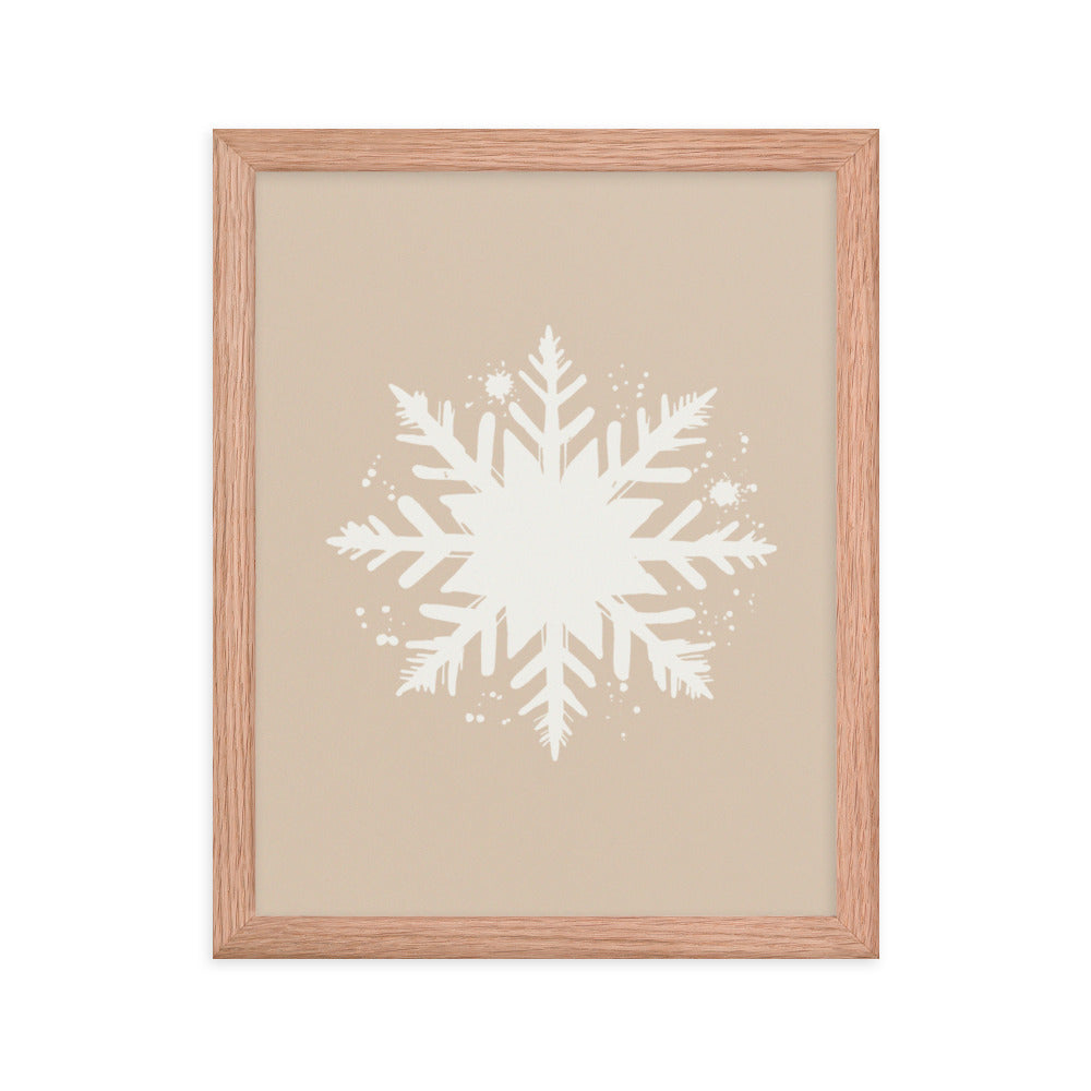 Timeless Frost - Framed Snowflake Design - Red Oak 11″×14″ - Framed Posters