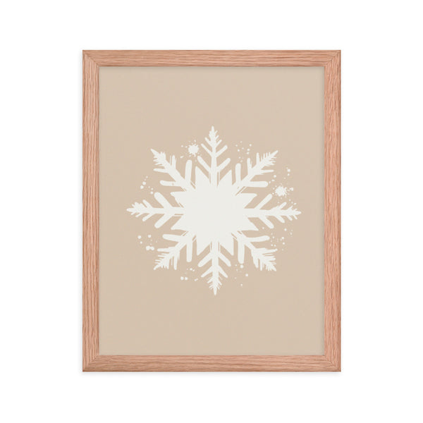 Timeless Frost - Framed Snowflake Design - Red Oak 11″×14″ - Framed Posters