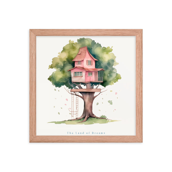 Imagination Station - Treehouse Dreamscape Art - Red Oak 12″×12″ - Framed Poster