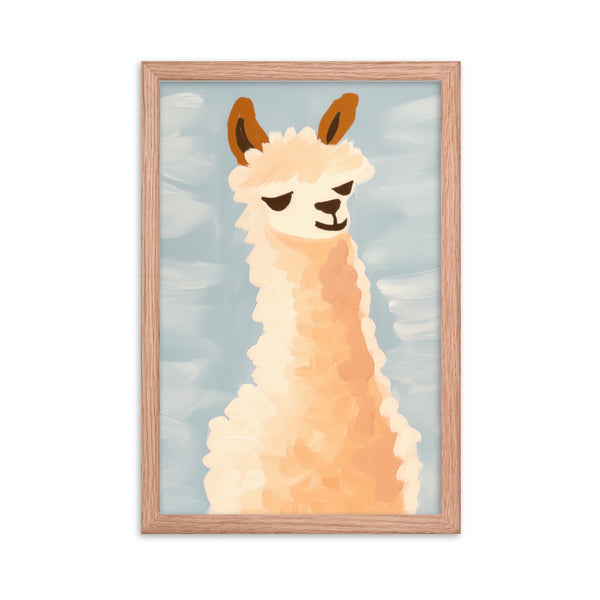 Llama Bliss - Whimsical Art for Your Space - Red Oak 12″×18″ - Framed Posters