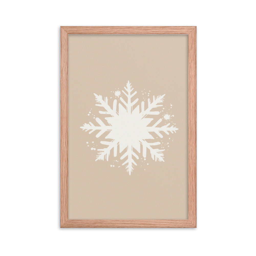 Timeless Frost - Framed Snowflake Design - Red Oak 12″×18″ - Framed Posters