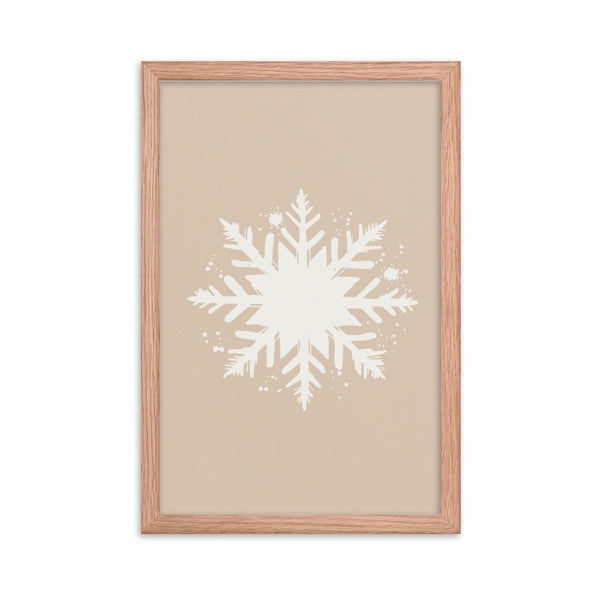 Timeless Frost - Framed Snowflake Design - Red Oak 12″×18″ - Framed Posters