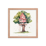 Imagination Station - Treehouse Dreamscape Art - Red Oak 14″×14″ - Framed Poster