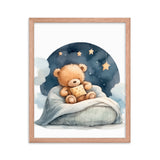 Bedtime Bliss - Adorable Teddy Bear Poster - Red Oak 16″×20″ - Wooden Framed Posters