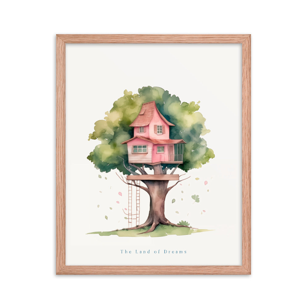 Imagination Station - Treehouse Dreamscape Art - Red Oak 16″×20″ - Framed Poster