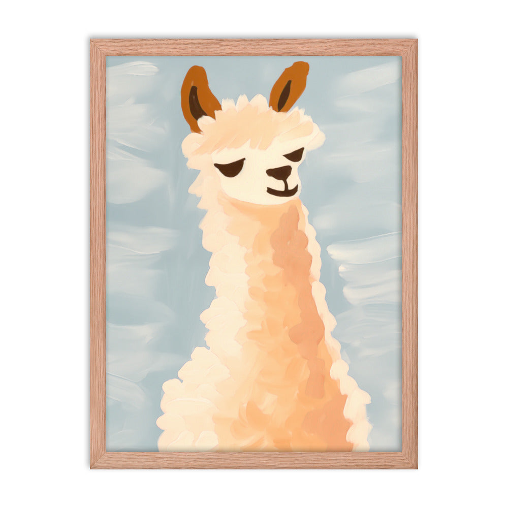 Llama Bliss - Whimsical Art for Your Space - Red Oak 18″×24″ - Framed Posters