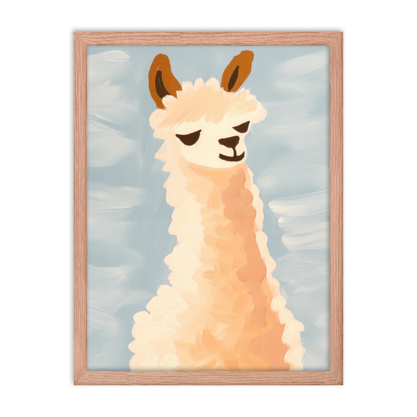 Llama Bliss - Whimsical Art for Your Space - Red Oak 18″×24″ - Framed Posters