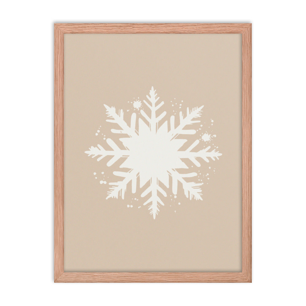 Timeless Frost - Framed Snowflake Design - Red Oak 18″×24″ - Framed Posters