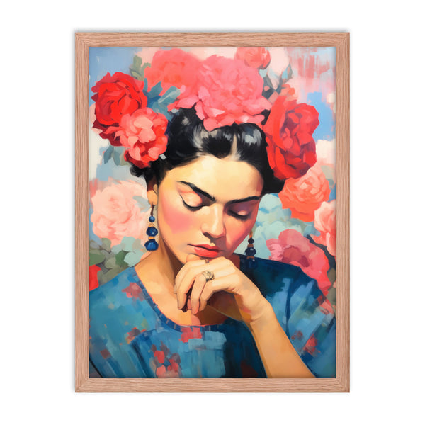 Serene Beauty - Enchanted Floral Poster - Red Oak 18″×24″ - Framed Posters