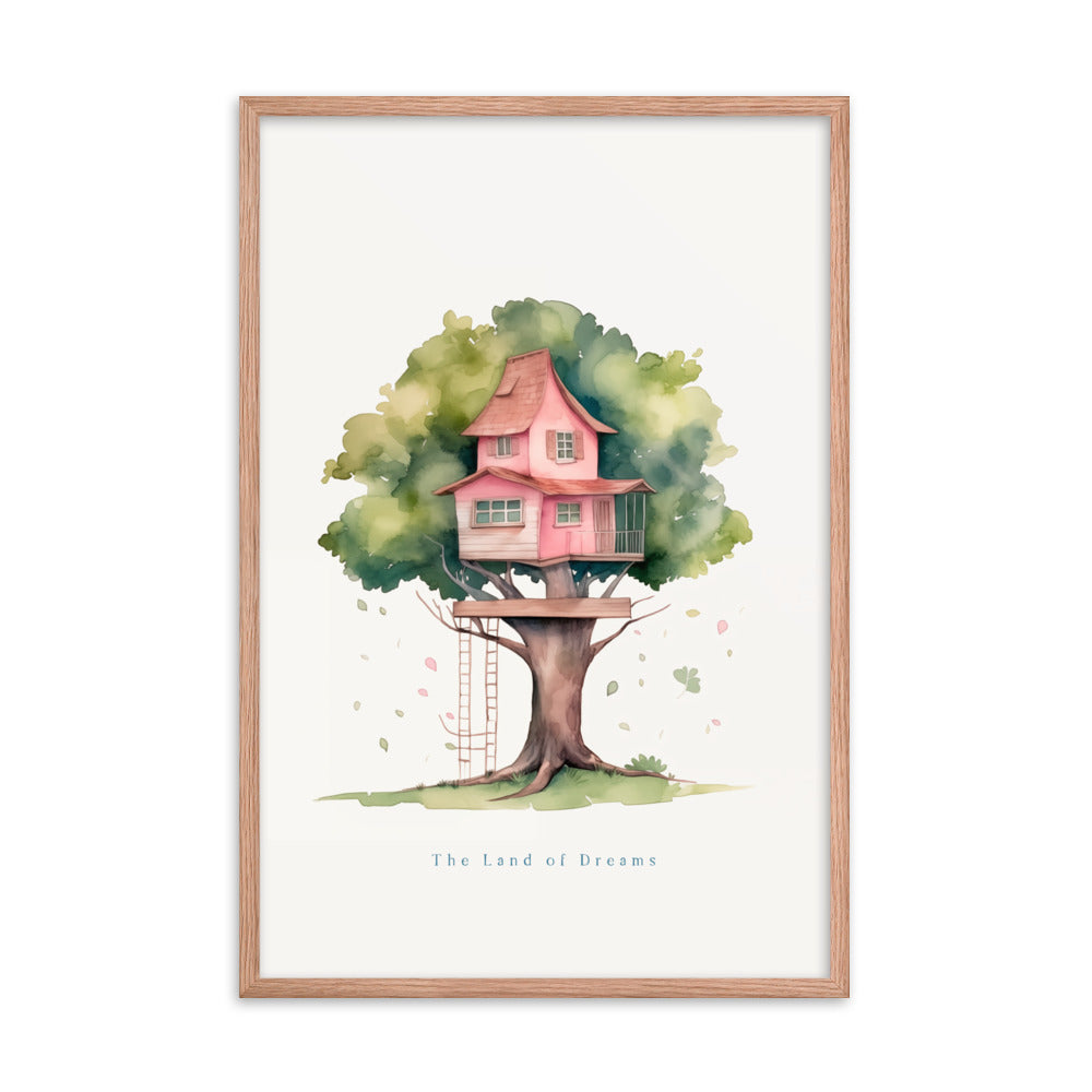 Imagination Station - Treehouse Dreamscape Art - Red Oak 24″×36″ - Framed Poster