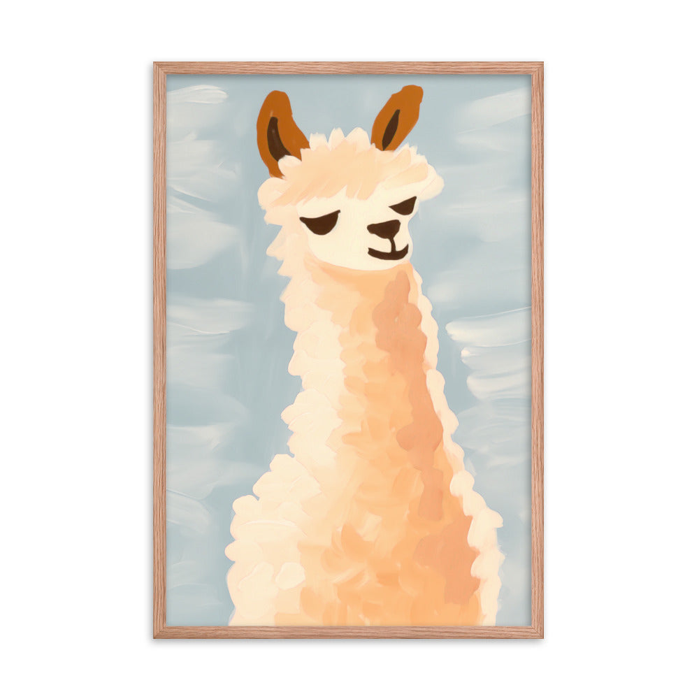 Llama Bliss - Whimsical Art for Your Space - Red Oak 24″×36″ - Framed Posters