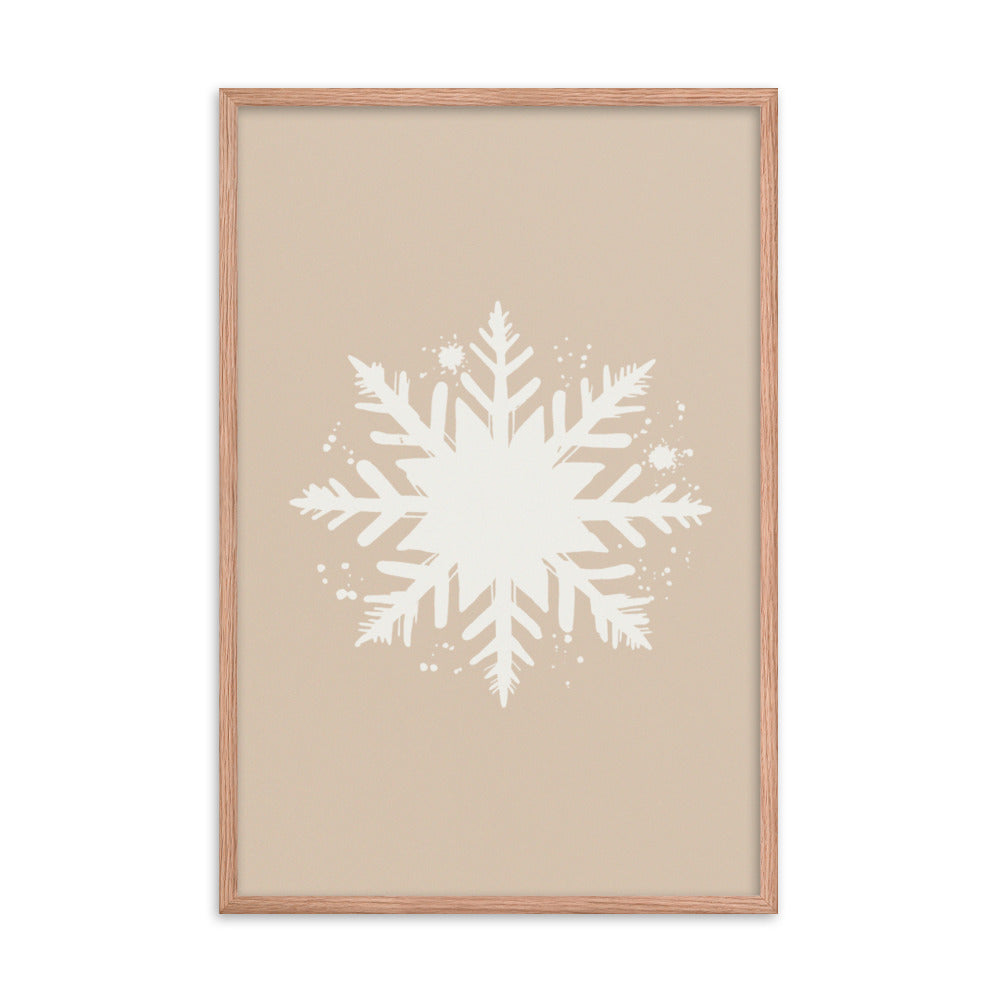 Timeless Frost - Framed Snowflake Design - Red Oak 24″×36″ - Framed Posters