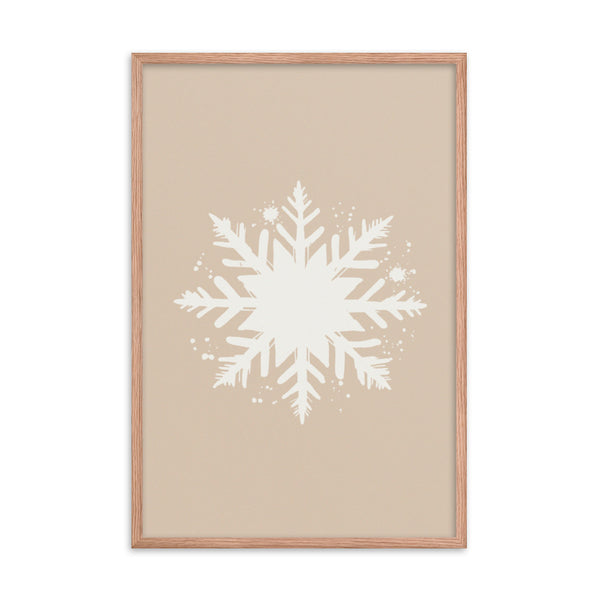 Timeless Frost - Framed Snowflake Design - Red Oak 24″×36″ - Framed Posters