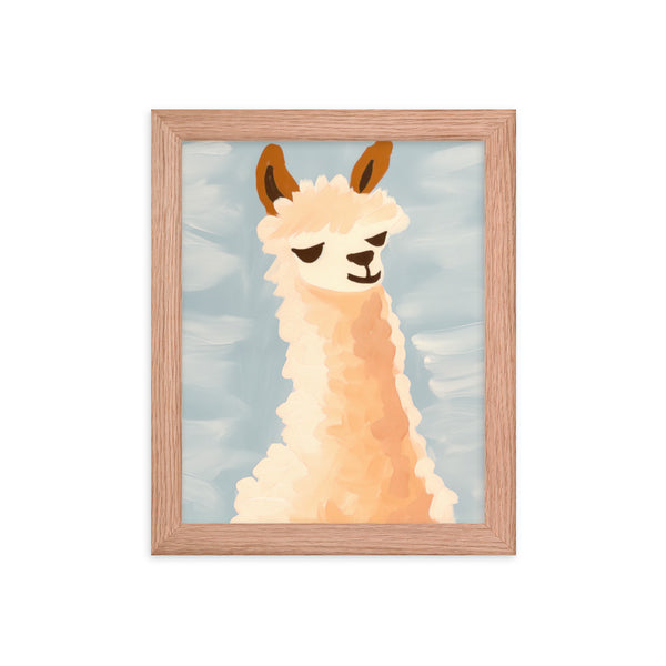 Llama Bliss - Whimsical Art for Your Space - Red Oak 8″×10″ - Framed Posters