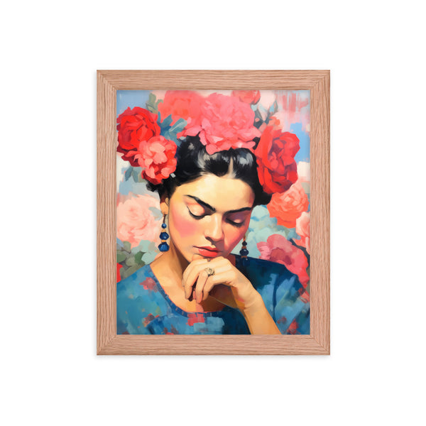 Serene Beauty - Enchanted Floral Poster - Red Oak 8″×10″ - Framed Posters