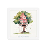 Imagination Station - Treehouse Dreamscape Art - White 10″×10″ - Framed Poster