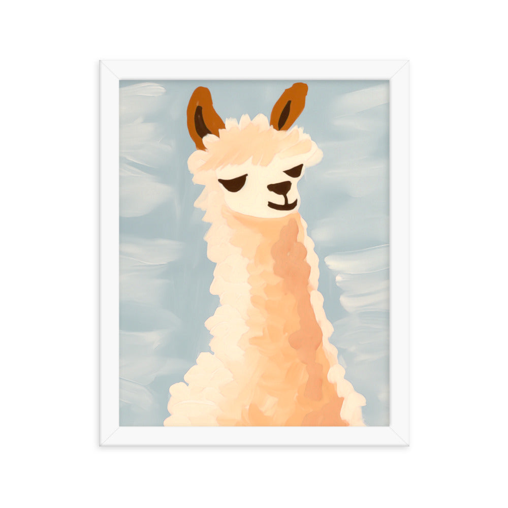 Llama Bliss - Whimsical Art for Your Space - White 11″×14″ - Framed Posters