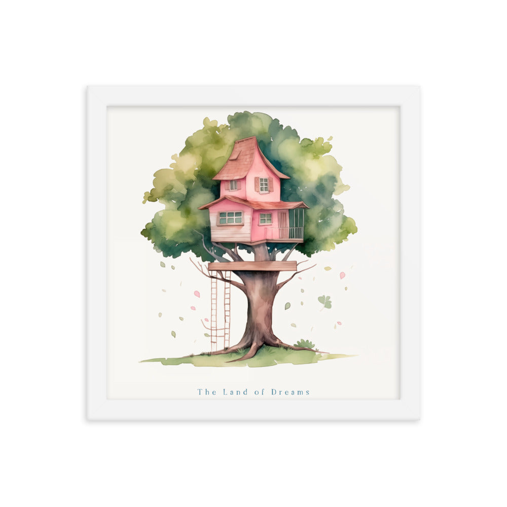 Imagination Station - Treehouse Dreamscape Art - White 12″×12″ - Framed Poster