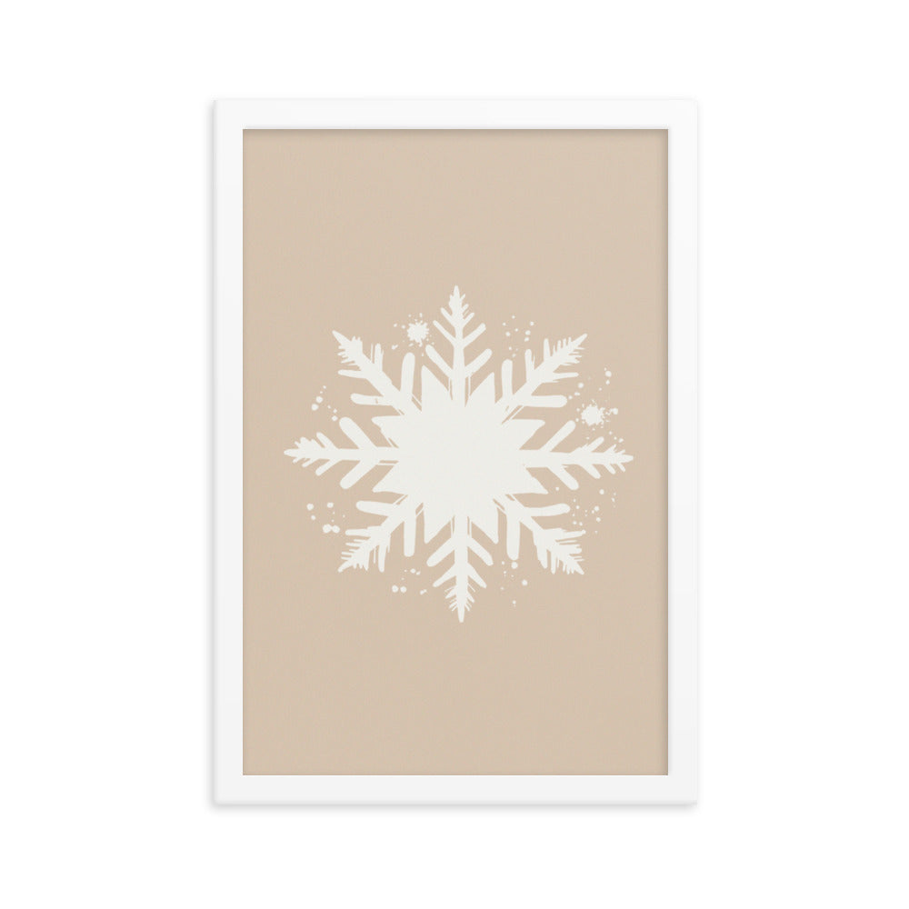 Timeless Frost - Framed Snowflake Design - White 12″×18″ - Framed Posters