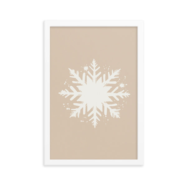 Timeless Frost - Framed Snowflake Design - White 12″×18″ - Framed Posters