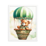 Floating Dreams - Teddy Bear in the Sky - White 16″×20″ - Framed Posters