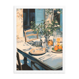 Tranquil Brunch - Rustic Outdoor Dining Poster - White 18″×24″ - Framed Poster