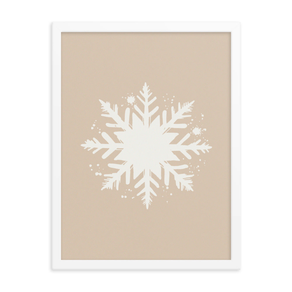 Timeless Frost - Framed Snowflake Design - White 18″×24″ - Framed Posters