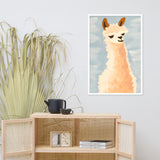 Llama Bliss - Whimsical Art for Your Space - White 24″×36″ - Framed Posters