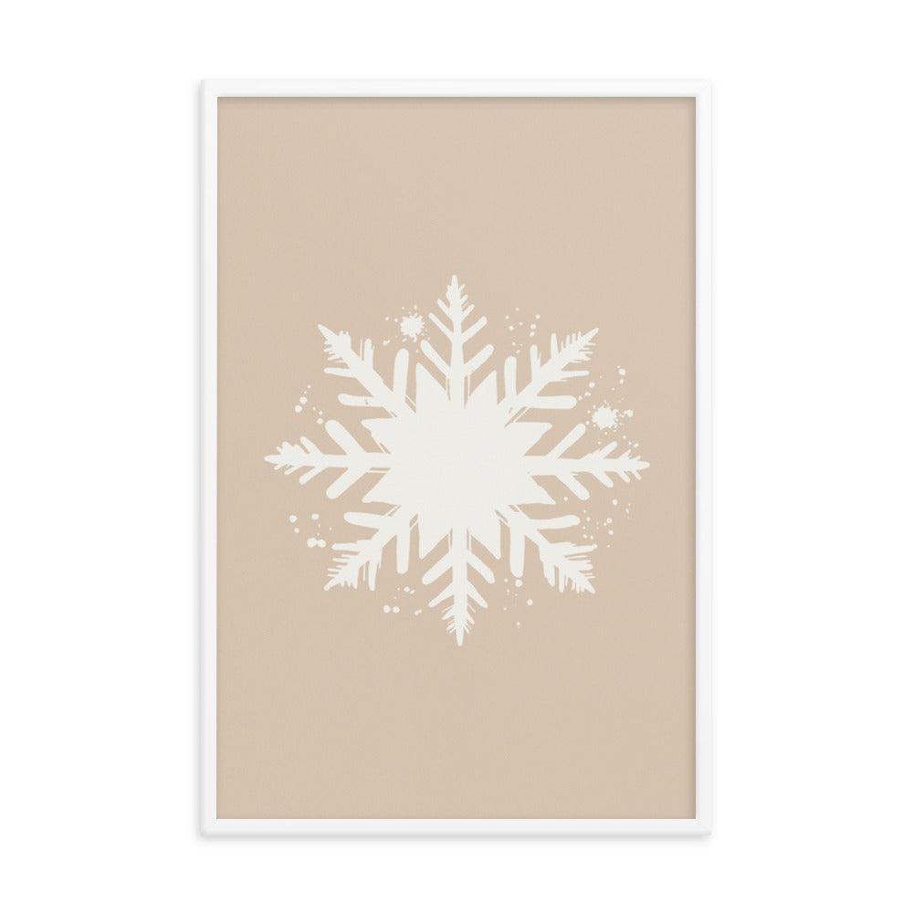 Timeless Frost - Framed Snowflake Design - White 24″×36″ - Framed Posters