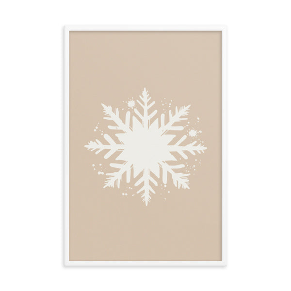 Timeless Frost - Framed Snowflake Design - White 24″×36″ - Framed Posters