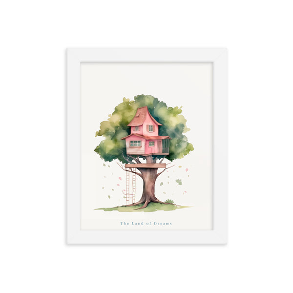 Imagination Station - Treehouse Dreamscape Art - White 8″×10″ - Framed Poster