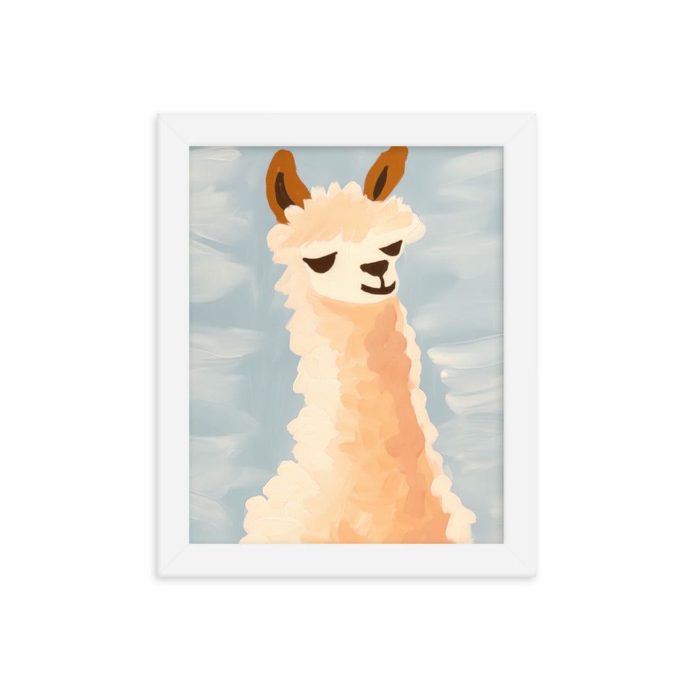 Llama Bliss - Whimsical Art for Your Space - White 8″×10″ - Framed Posters