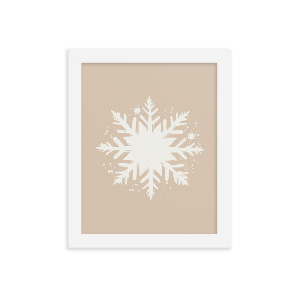 Timeless Frost - Framed Snowflake Design - White 8″×10″ - Framed Posters