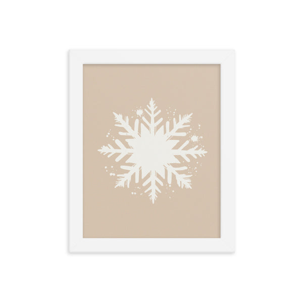 Timeless Frost - Framed Snowflake Design - White 8″×10″ - Framed Posters