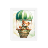 Floating Dreams - Teddy Bear in the Sky - White 8″×10″ - Framed Posters