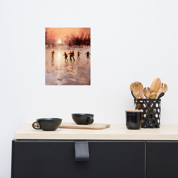 Sunset Skaters - Winter Bliss - 11″×14″ - Paper Posters