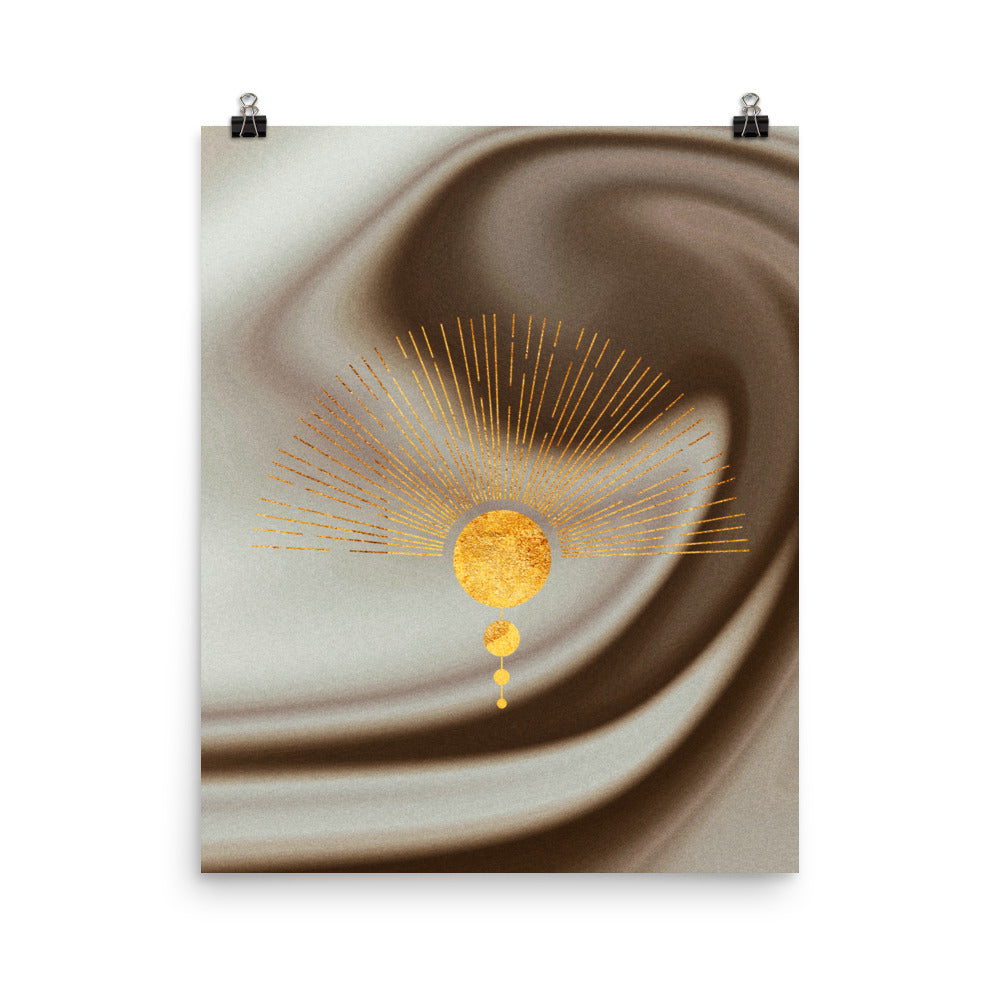 Golden Radiance - Sunburst Art - 16″×20″ - Paper Posters