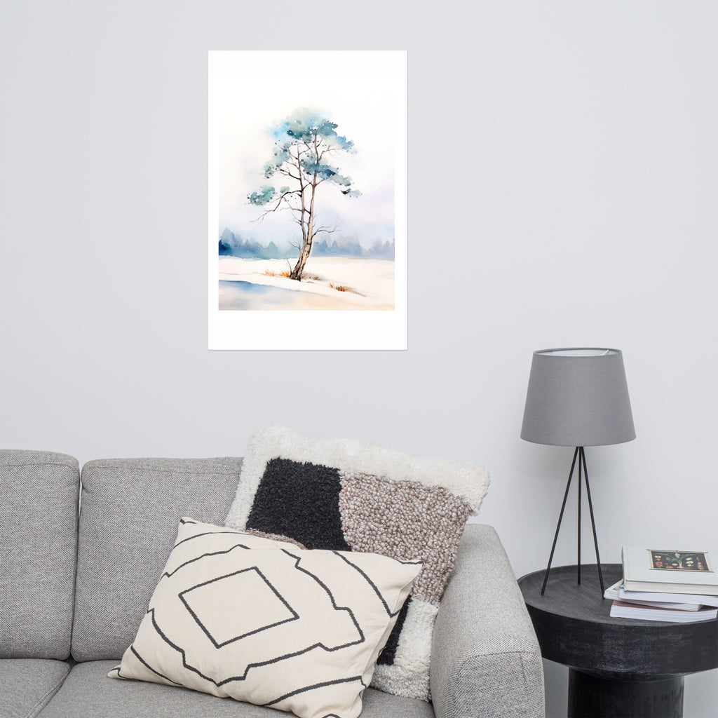 Solitude in Snow - Elegant Pine - 24″×36″ - Paper Posters