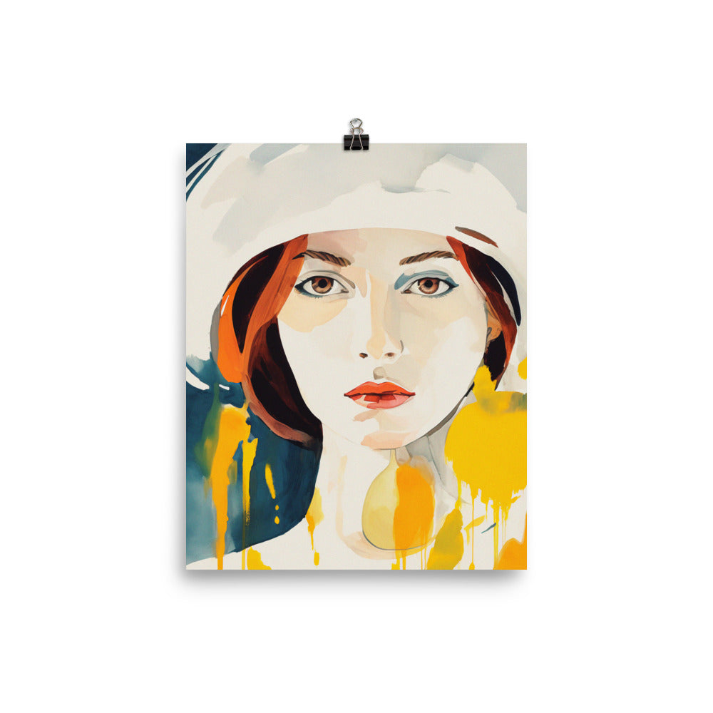 Bold and Beautiful - Vibrant Woman Portrait - 8″×10″ - Posters With Hanger