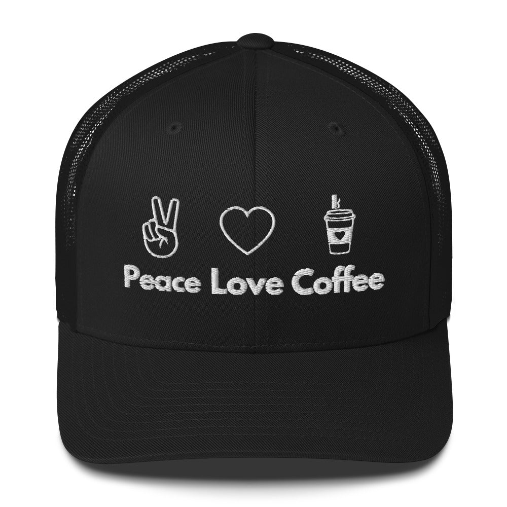 Peace Love Coffee - Trucker Cap - Black -