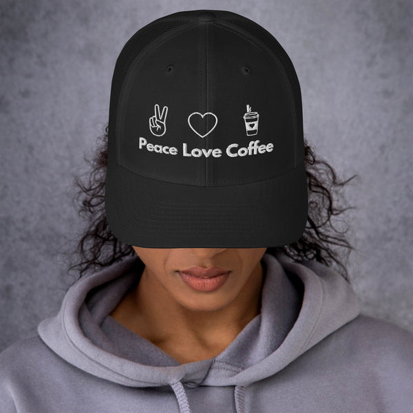 Peace Love Coffee - Trucker Cap - -