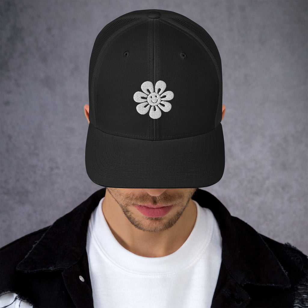 Floral Fusion Trucker Cap - Blossom Memories Wherever You Go - Black - Caps